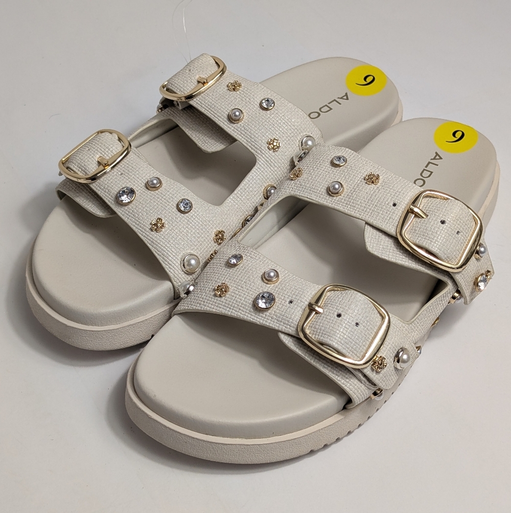 Aldo White Studded Sandals NEW